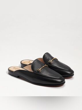 Classic Black Leather Backless Loafer Mule Gold Linnie Bit Mule Sam Edelman